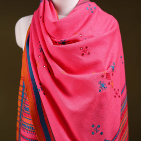 Kutch bhujodi handwoven mirror work acrylic wool shawl 50