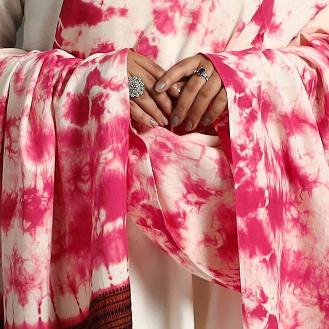  Pink Kutch Bhujodi Weaving Handloom Cotton Dupatta