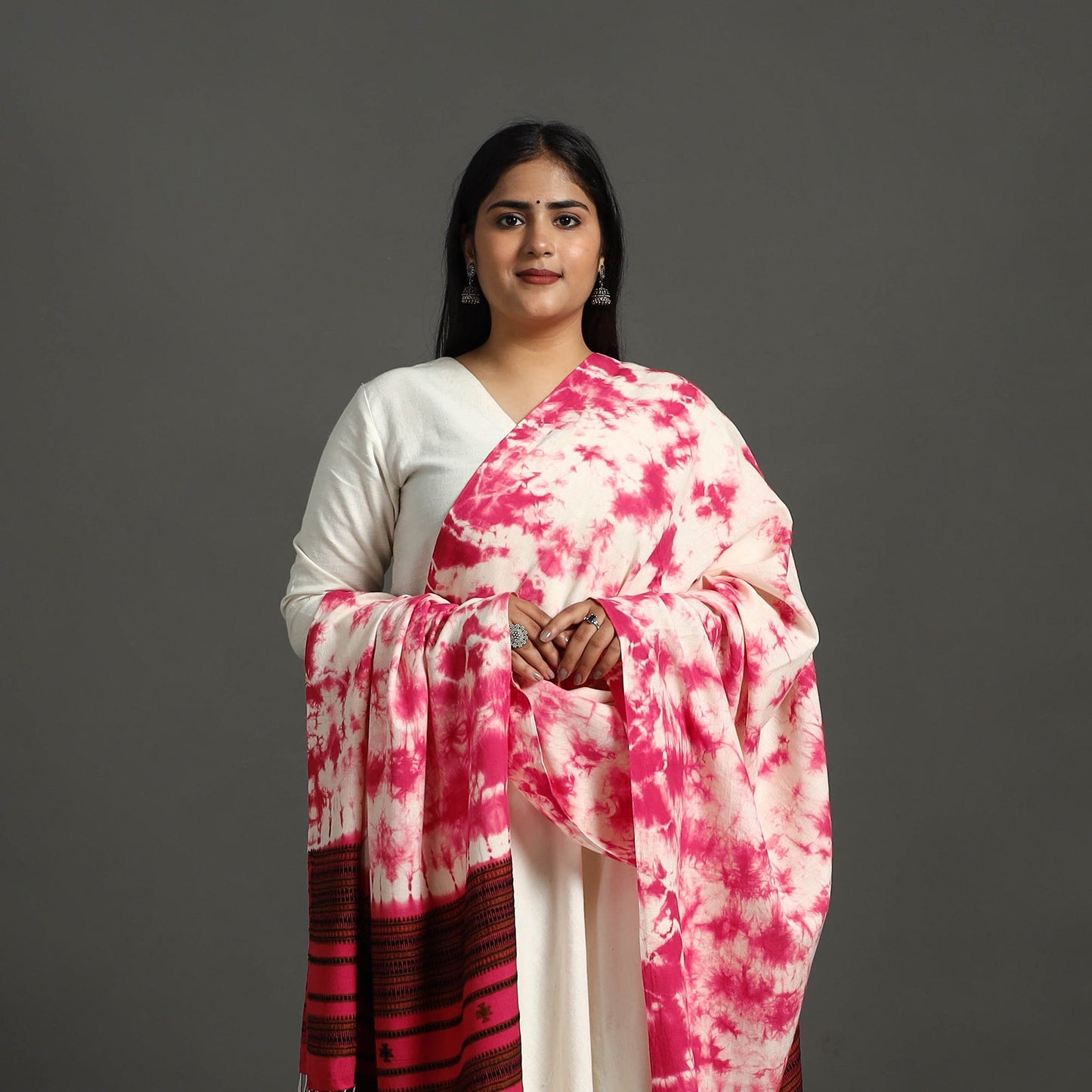  Pink Kutch Bhujodi Weaving Handloom Cotton Dupatta