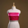 Kutch printed modal silk blouse piece with lace work 02