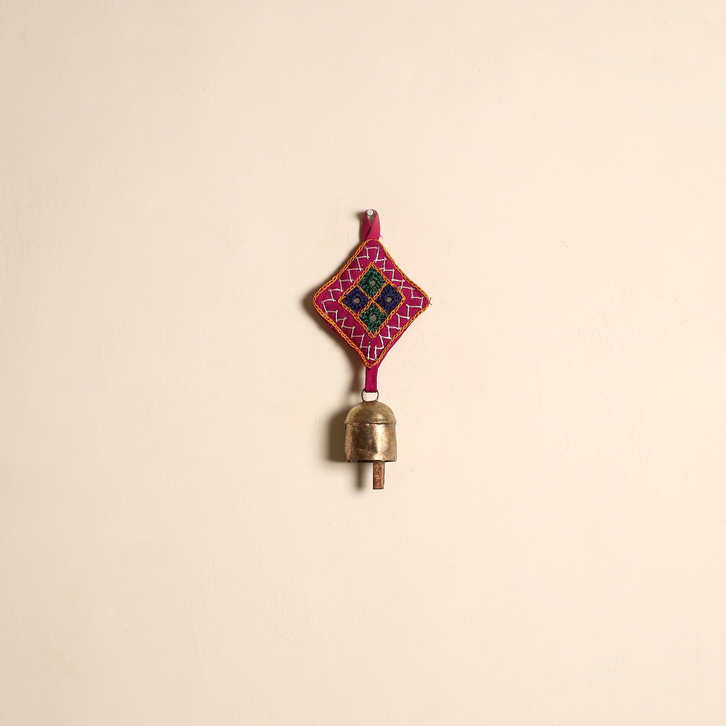 Kutch embroidery copper coated iron bell keychain 09