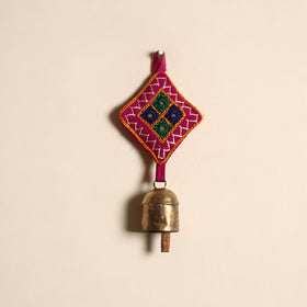 Kutch embroidery copper coated iron bell keychain 09