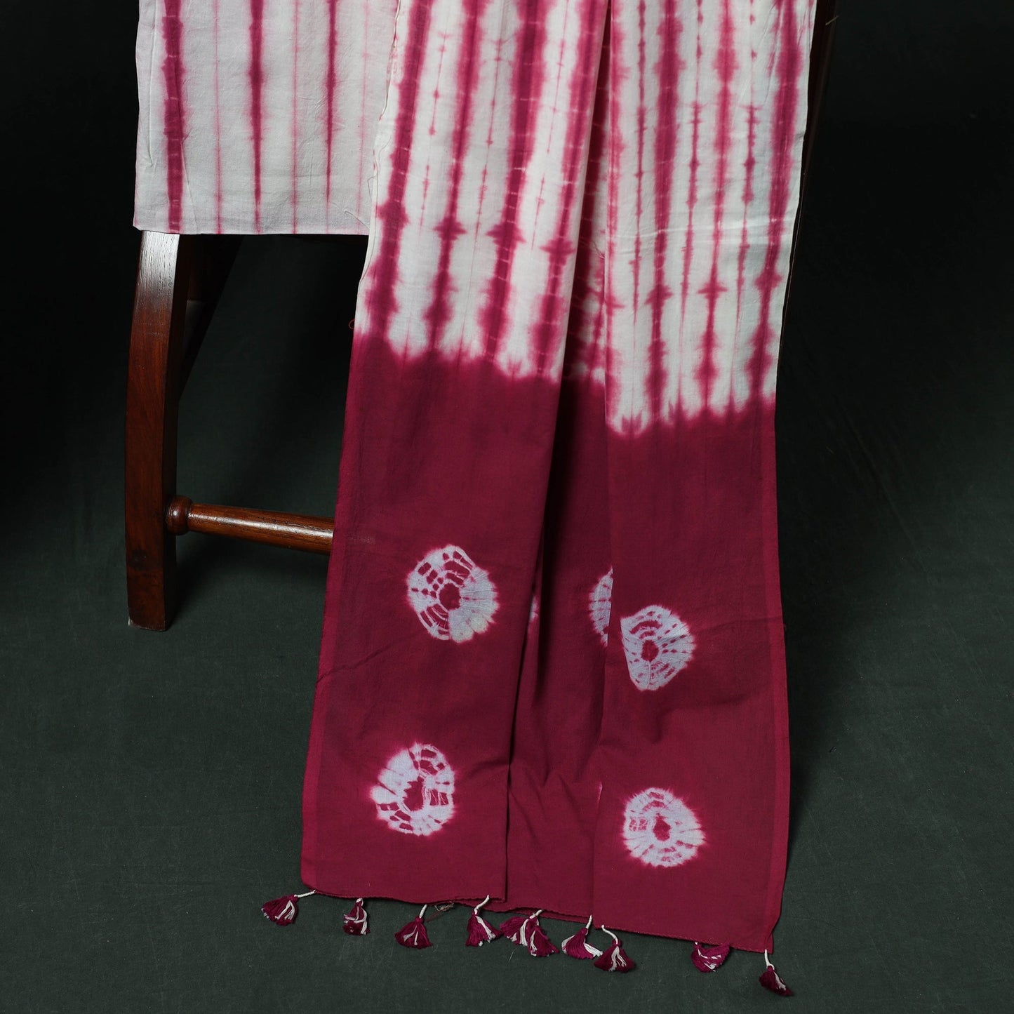 Kutch hand embroidered mirror work clamp dyed cotton