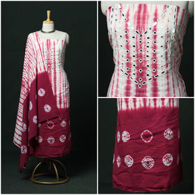 Kutch hand embroidered mirror work clamp dyed cotton