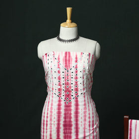 Kutch hand embroidered mirror work clamp dyed cotton