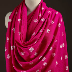 Kutch handwoven merino wool bandhani tie-dye shawl 125