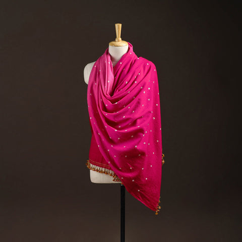 Kutch handwoven merino wool bandhani tie-dye shawl 134