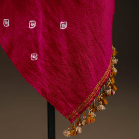 Kutch handwoven merino wool bandhani tie-dye shawl 136