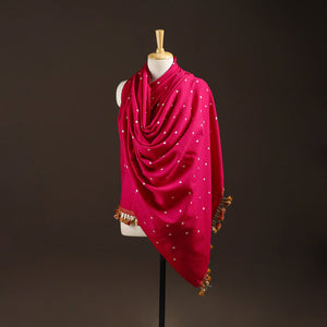 Kutch handwoven merino wool bandhani tie-dye shawl 87