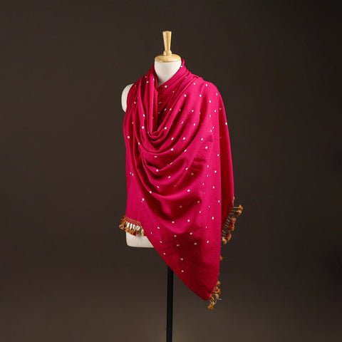 Kutch handwoven merino wool bandhani tie-dye shawl 87