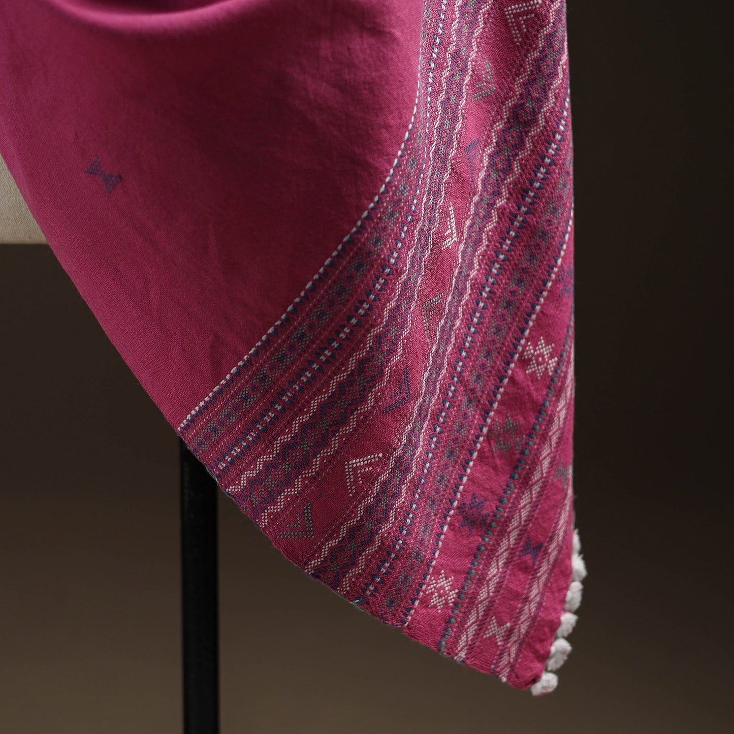 Pink - kutch bhujodi handwoven merino wool dhabla shawl 37