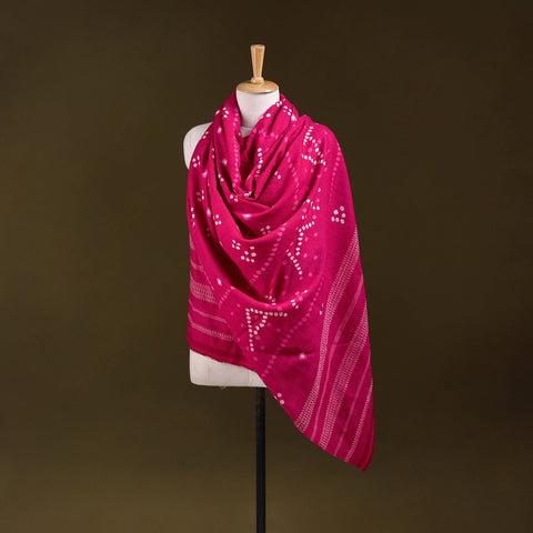 Kutch handwoven merino wool tie-dye bandhani shawl 13
