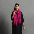 Pink - kutch handwoven merino wool tie-dye bandhani stole
