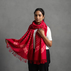 Pink - kutch handwoven woolen shibori & bandhani stole 34