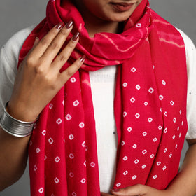 Pink - kutch handwoven woolen shibori & bandhani stole 34