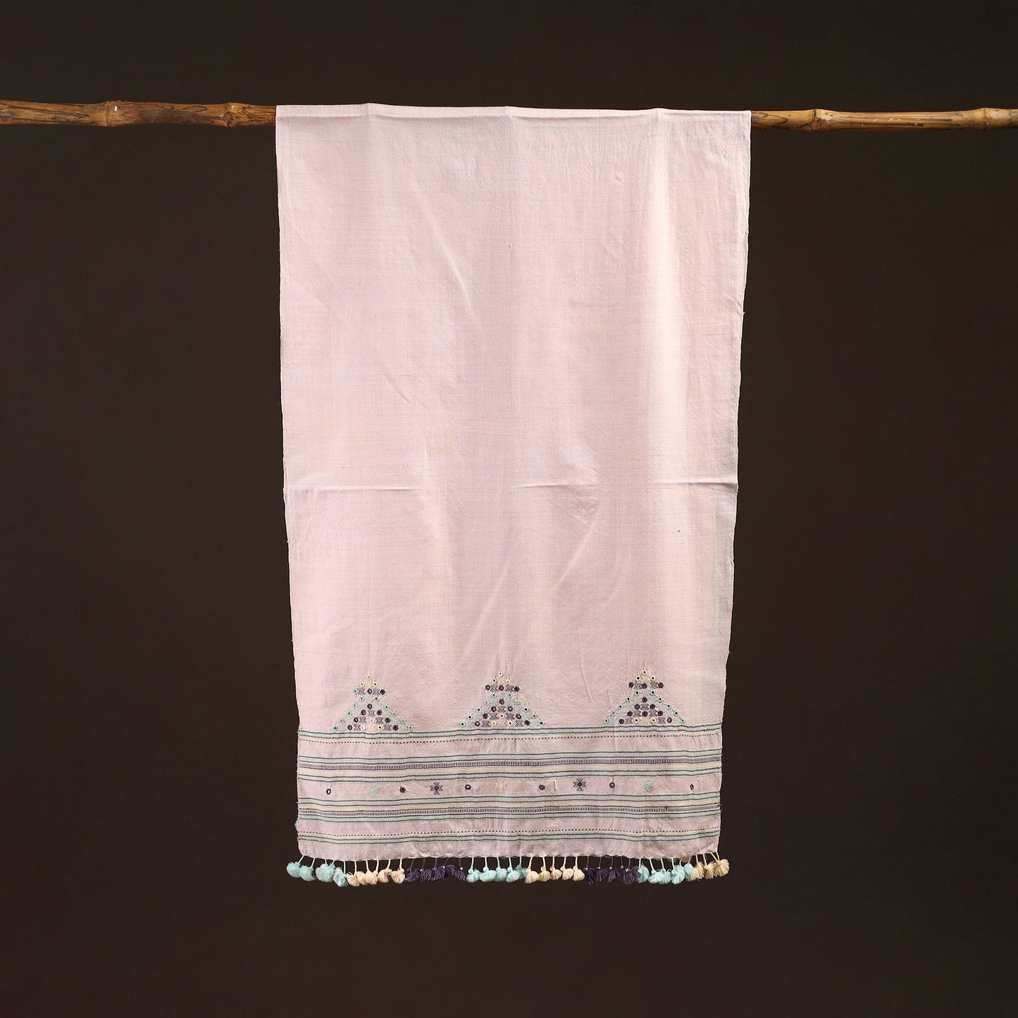 Kutch handwoven mirror work merino wool embroidered stole