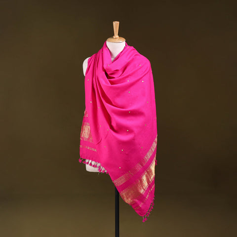 Pink - kutch handwoven zari & mirror work acrylic wool