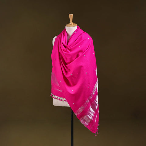 Pink - kutch handwoven zari & mirror work acrylic wool