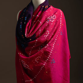 Kutch mirror work handwoven bandhani bagida woolen shawl 12