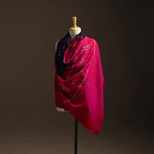 Kutch mirror work handwoven bandhani bagida woolen shawl 12