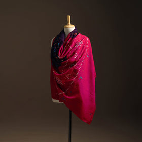 Kutch mirror work handwoven bandhani bagida woolen shawl 12