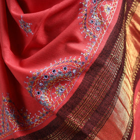 Pink - kutch neran hand embroidery mirror work woollen