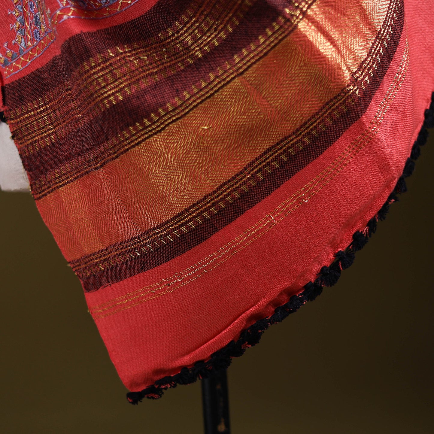 Pink - kutch neran hand embroidery mirror work woollen