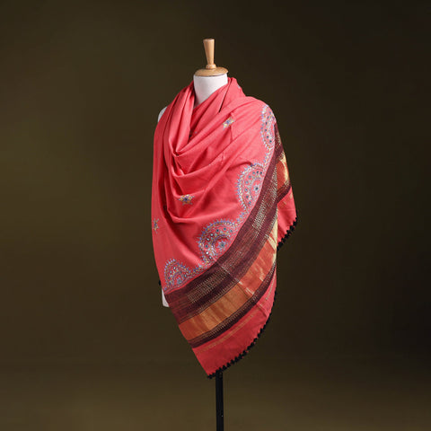 Pink - kutch neran hand embroidery mirror work woollen