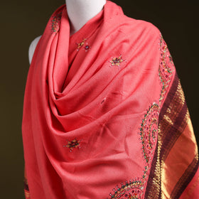 Pink - kutch neran hand embroidery mirror work woollen