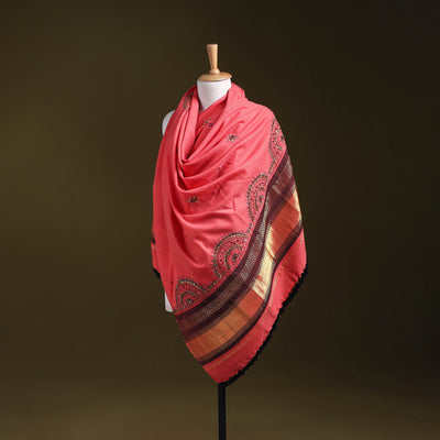 Pink - kutch neran hand embroidery mirror work woollen