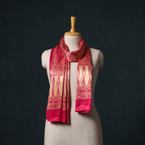 Kutch printed mashru silk stole 17 - handcrafted