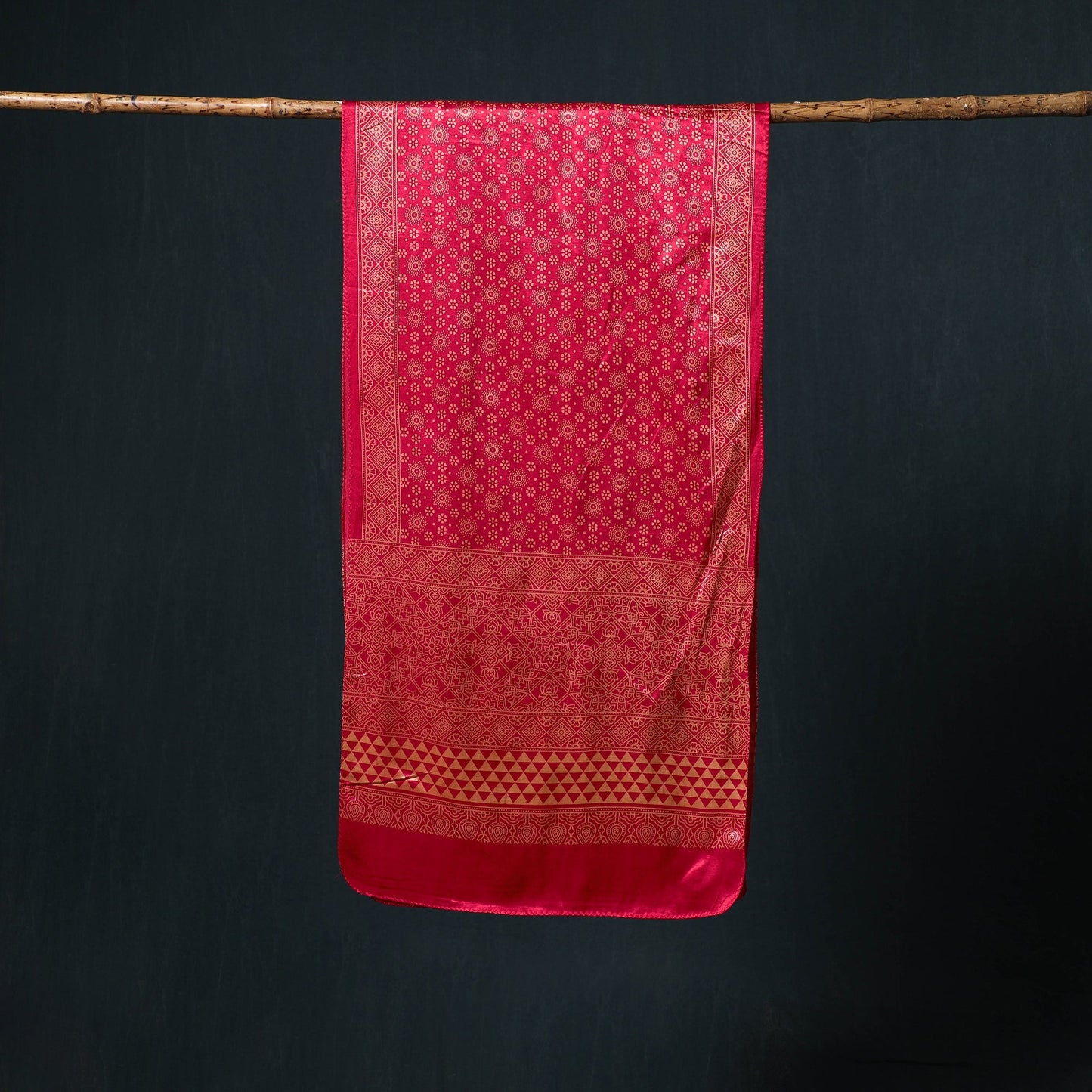 Kutch printed mashru silk stole 20 - handcrafted