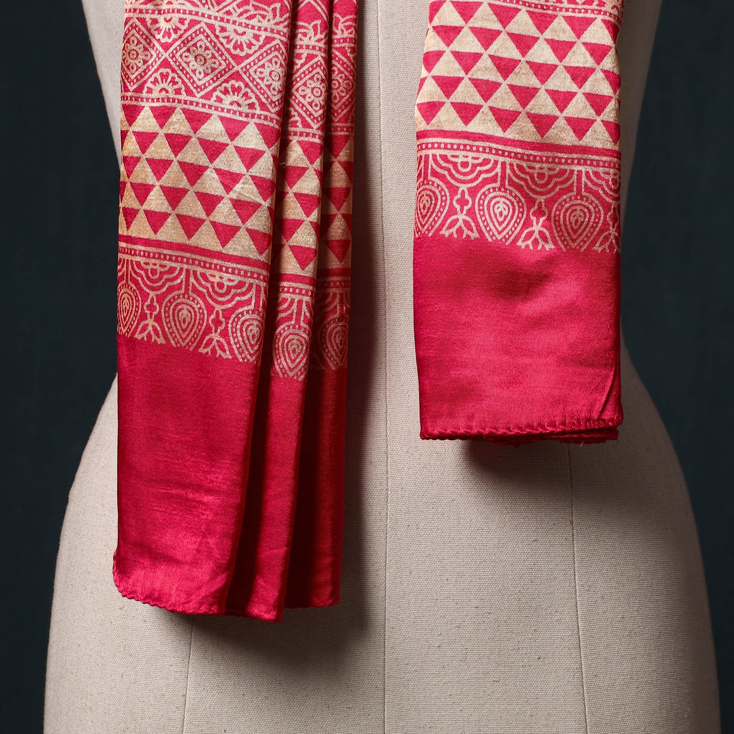 Kutch printed mashru silk stole 20 - handcrafted