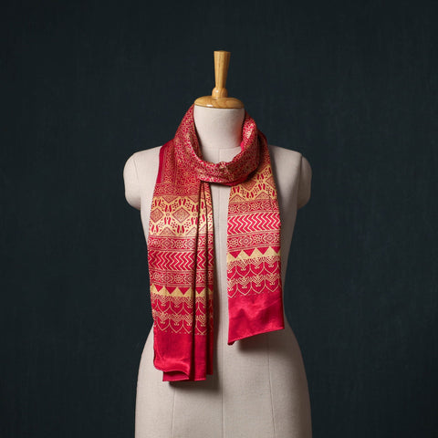 Kutch printed mashru silk stole 24 - handcrafted