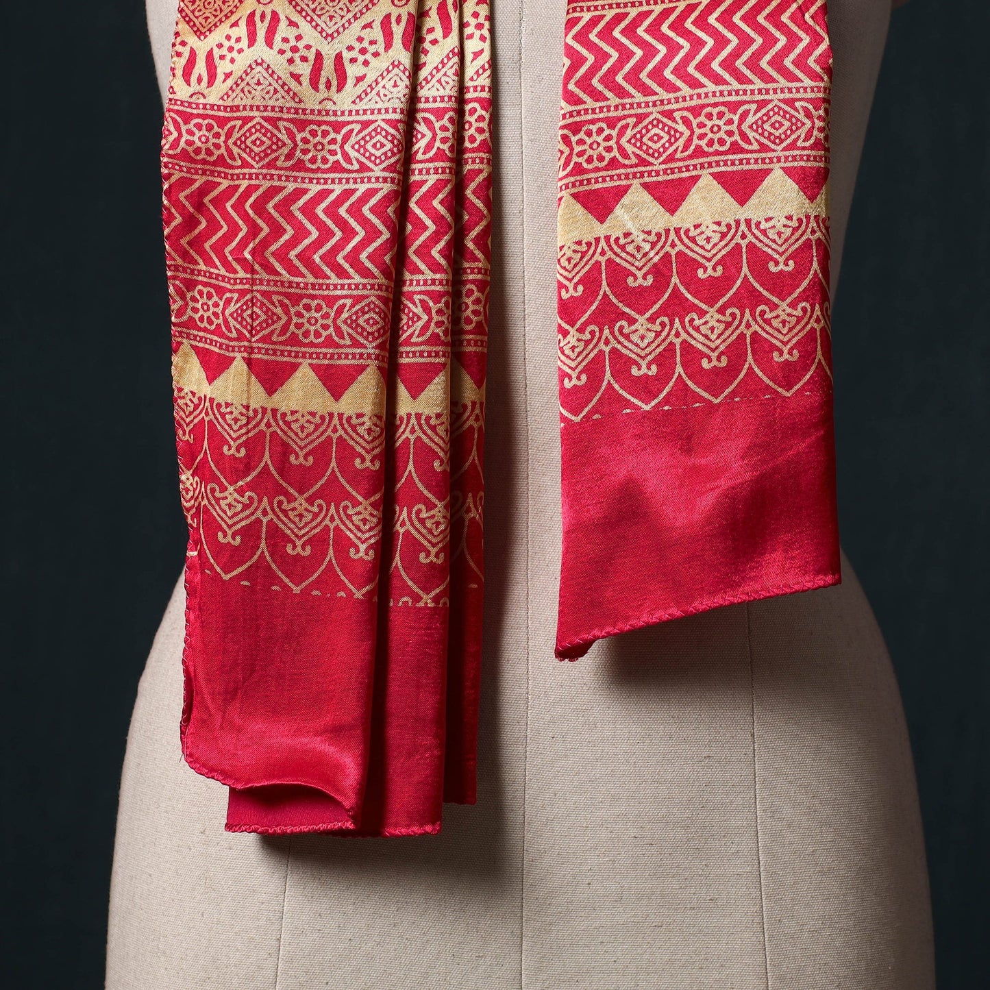 Kutch printed mashru silk stole 24 - handcrafted