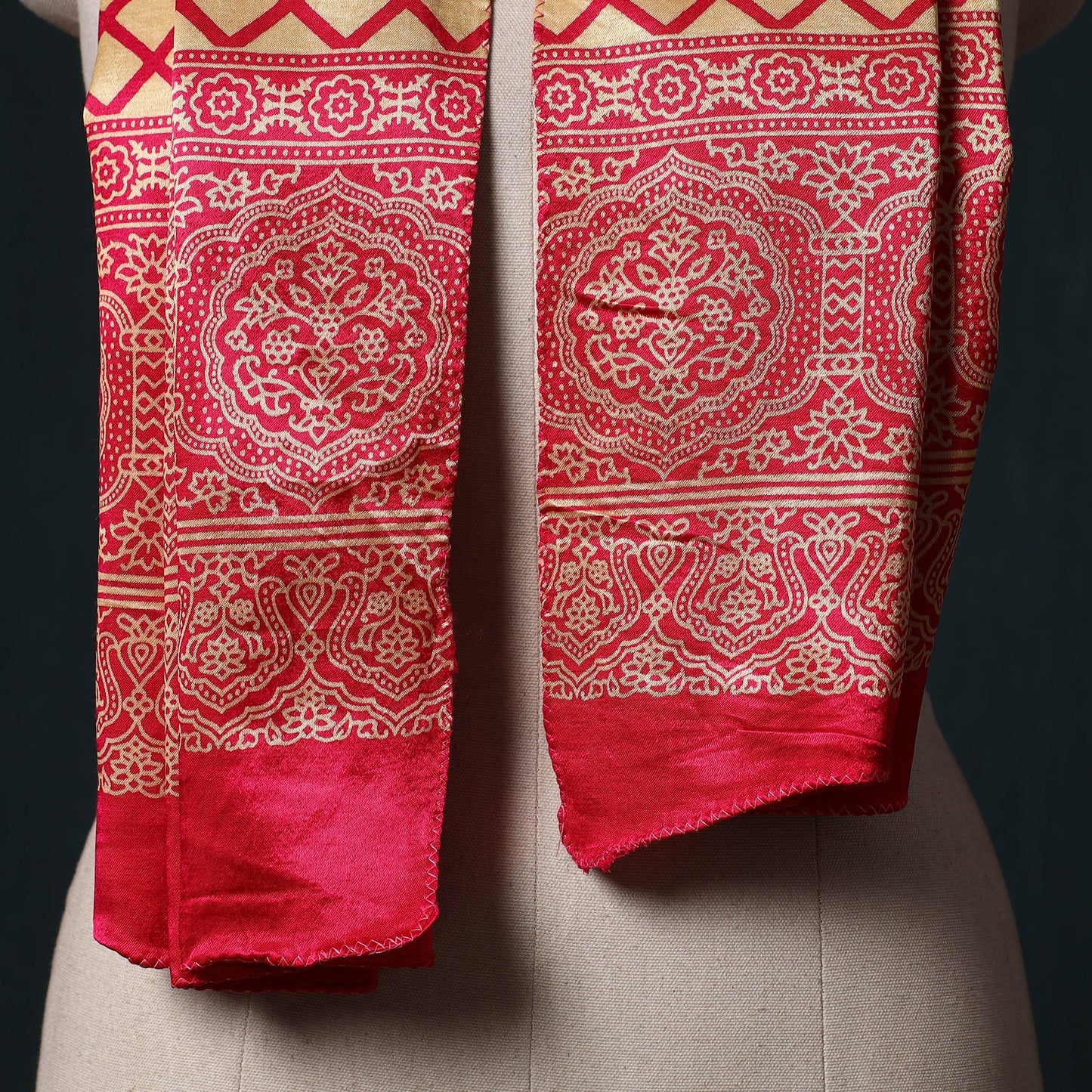 Kutch printed mashru silk stole 26 - handcrafted