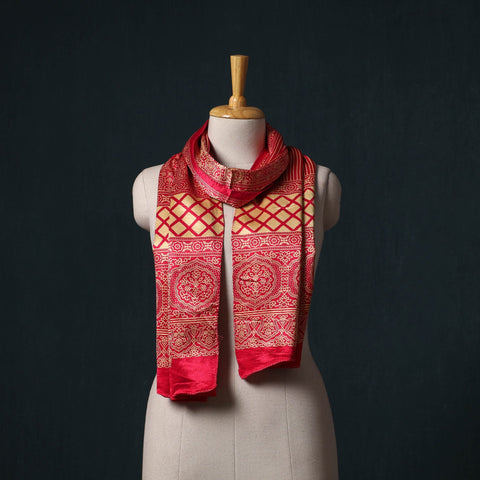 Kutch printed mashru silk stole 26 - handcrafted
