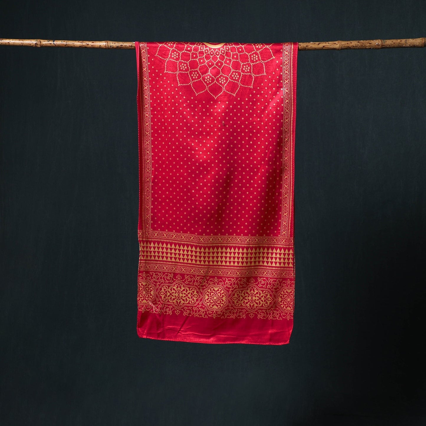 Kutch printed mashru silk stole 30 - handcrafted