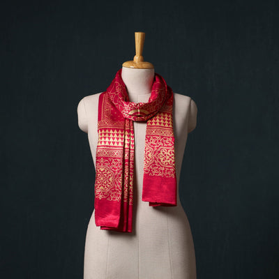 Kutch printed mashru silk stole 30 - handcrafted