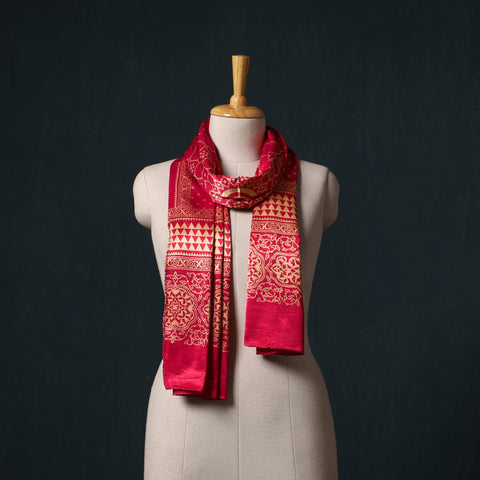 Kutch printed mashru silk stole 30 - handcrafted