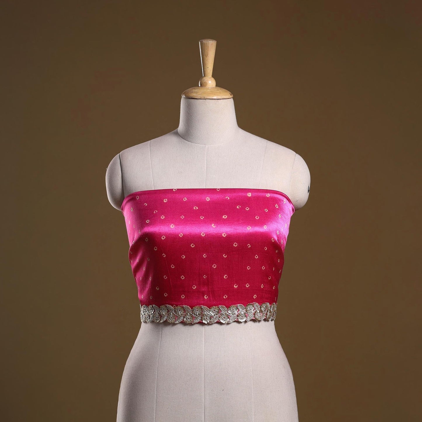 Kutch printed modal silk blouse piece with lace work 02