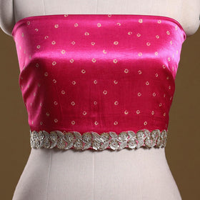 Kutch printed modal silk blouse piece with lace work 02