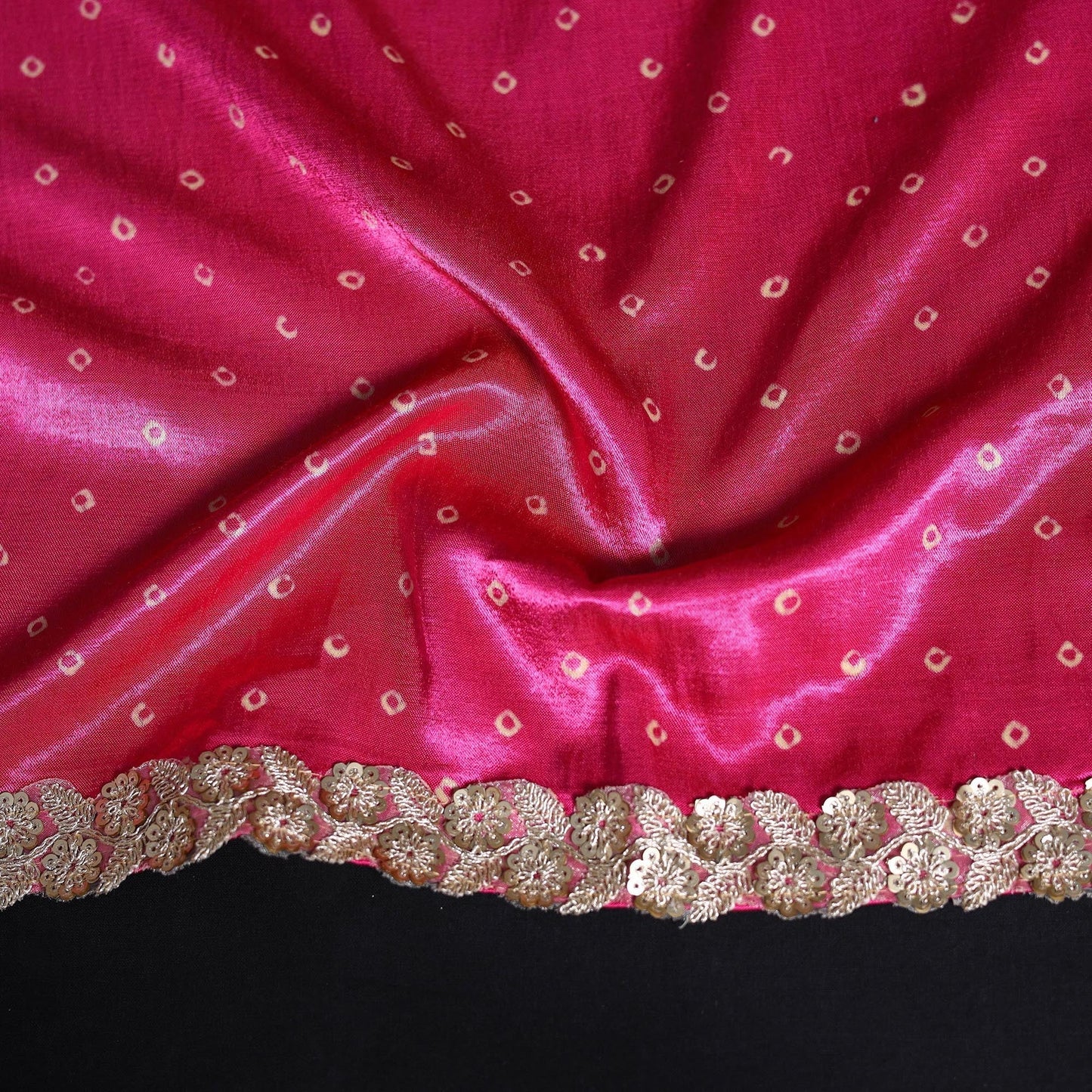 Kutch printed modal silk blouse piece with lace work 02