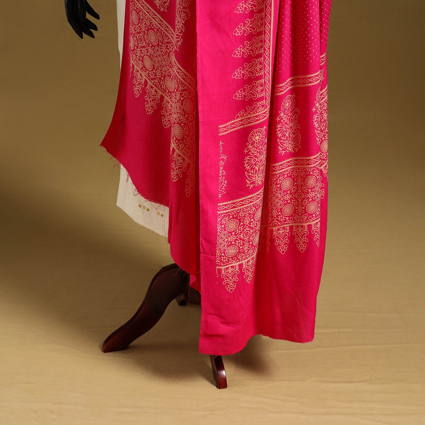 Pink - kutch printed rayon dupatta 23 - handcrafted