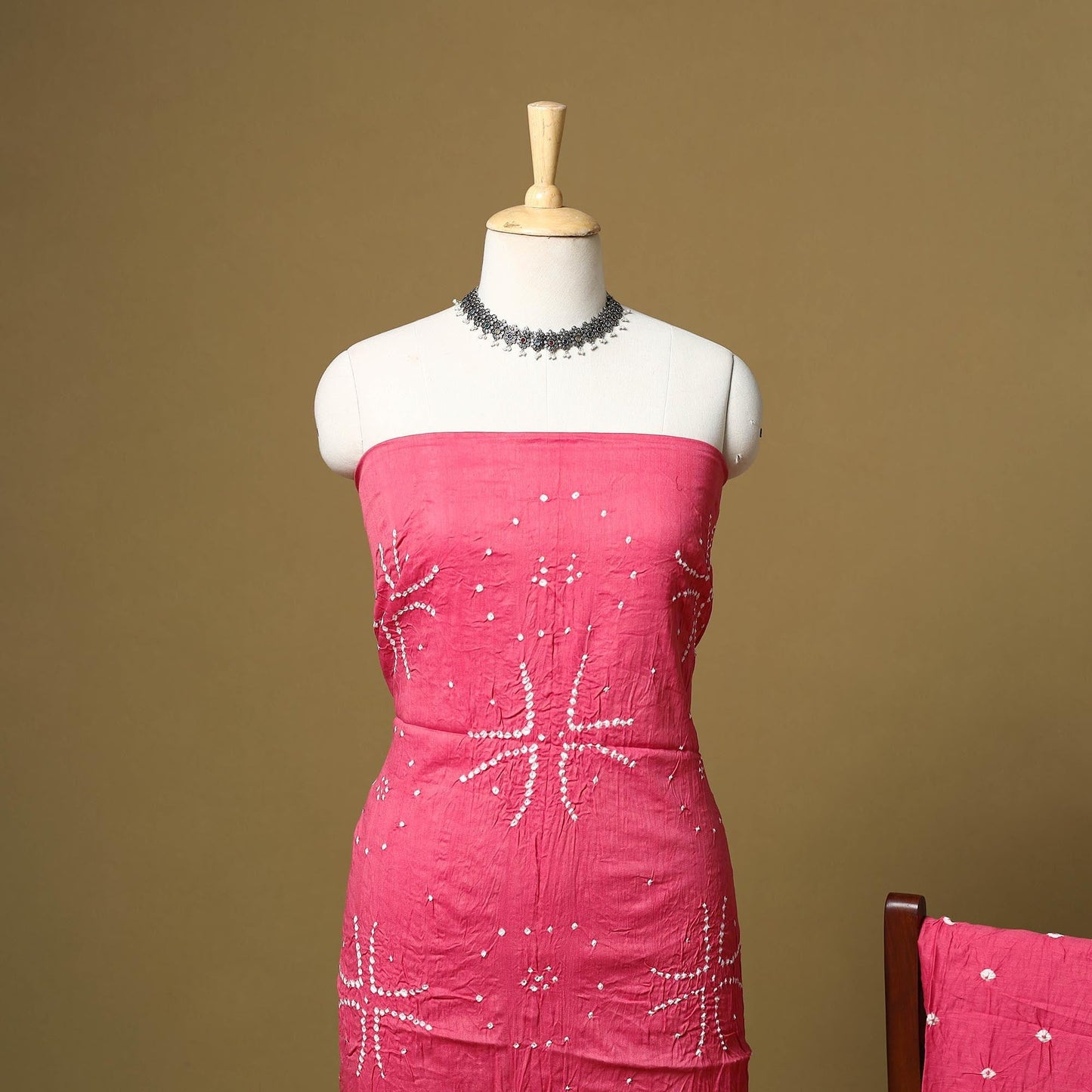 Kutch tie-dye bandhani satin cotton 3pc unstitched dress