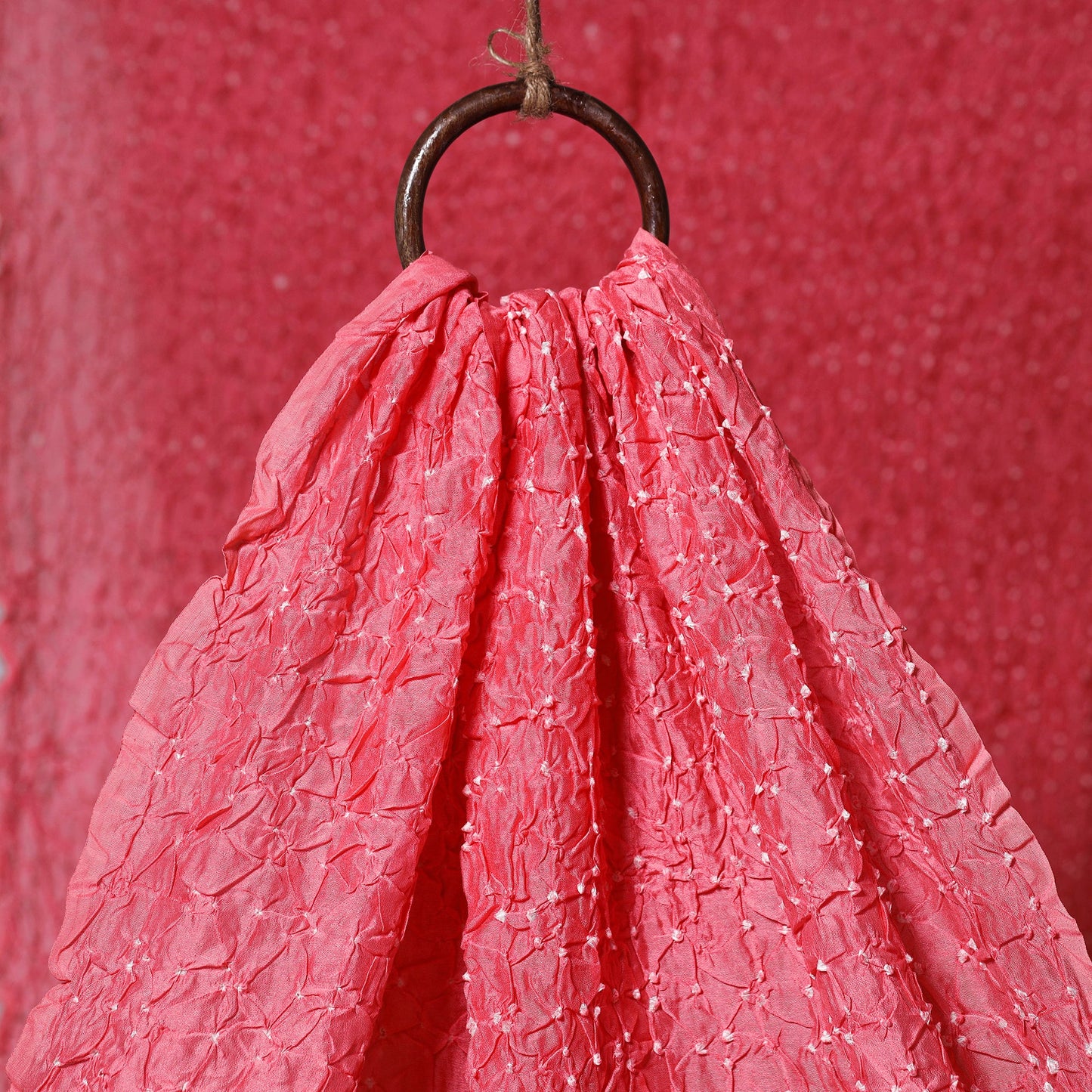 Pink - kutch tie-dye chanderi silk bandhani fabric 07