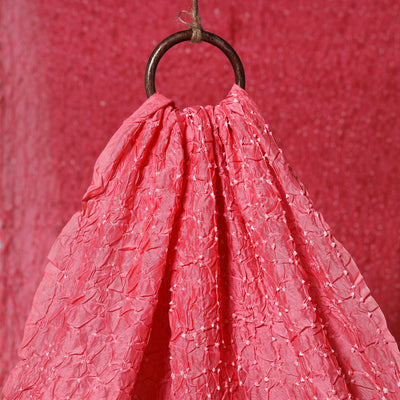Pink - kutch tie-dye chanderi silk bandhani fabric 07