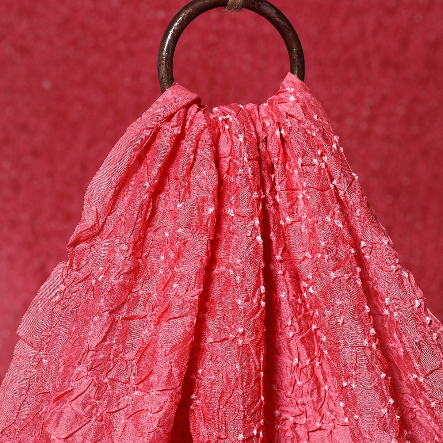 Pink - kutch tie-dye chanderi silk bandhani fabric 07