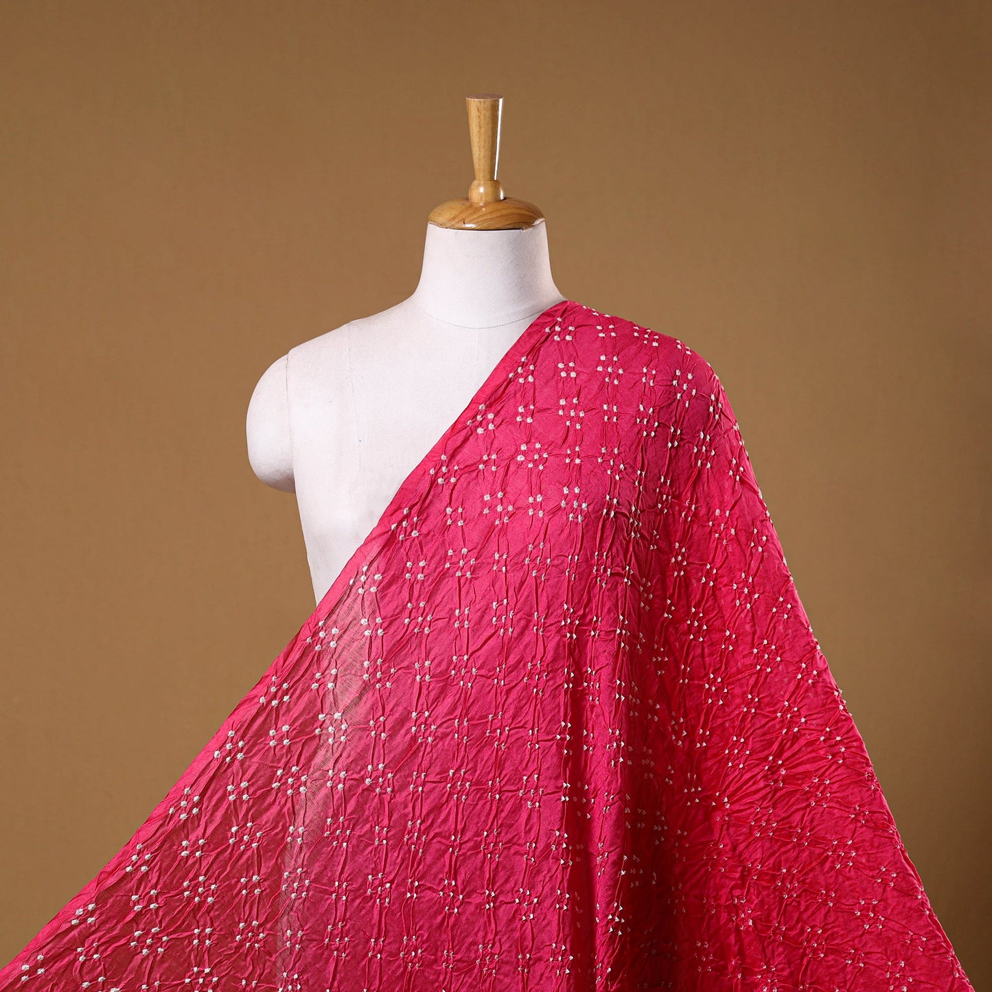 Pink - kutch tie-dye chanderi silk bandhani fabric 17