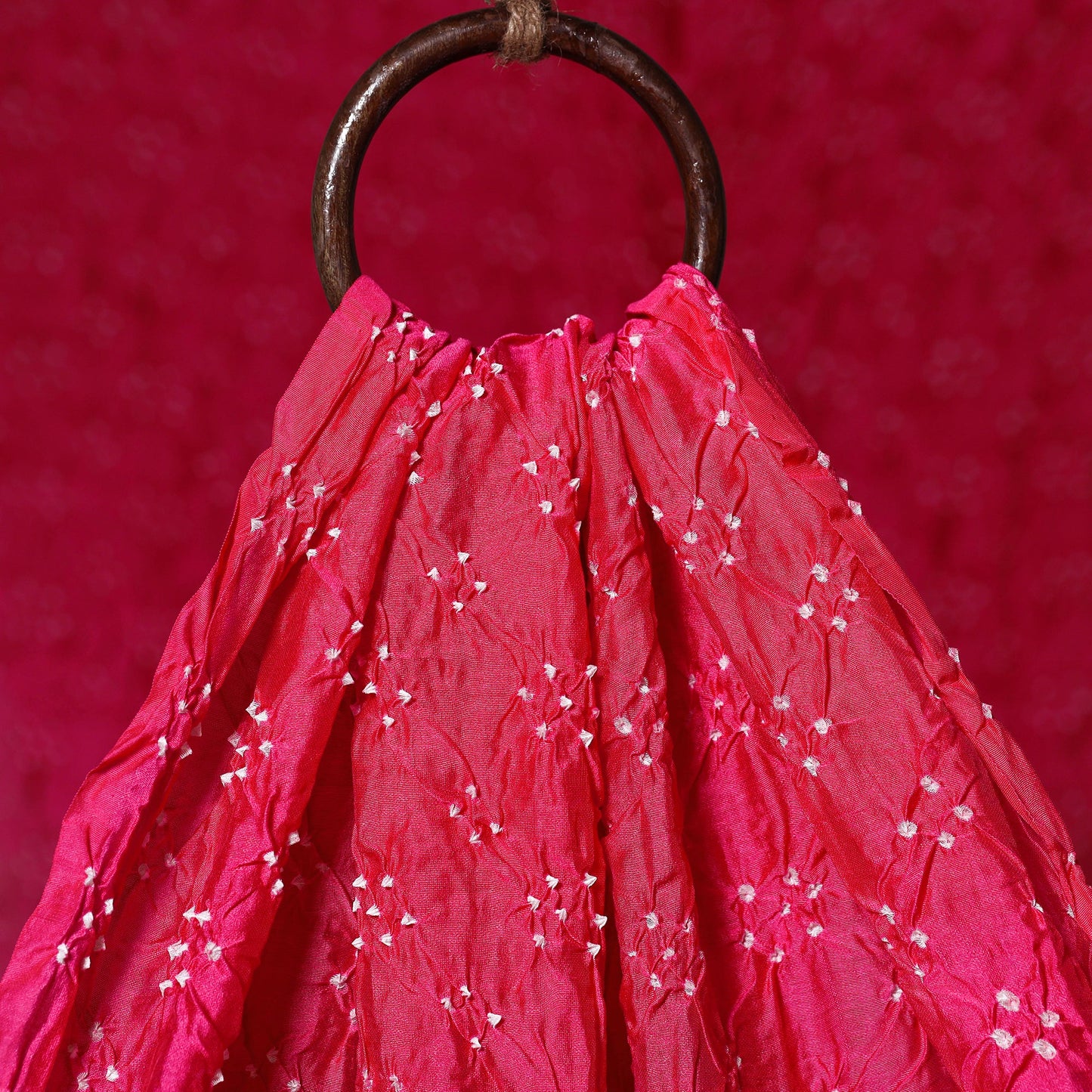 Pink - kutch tie-dye chanderi silk bandhani fabric 17